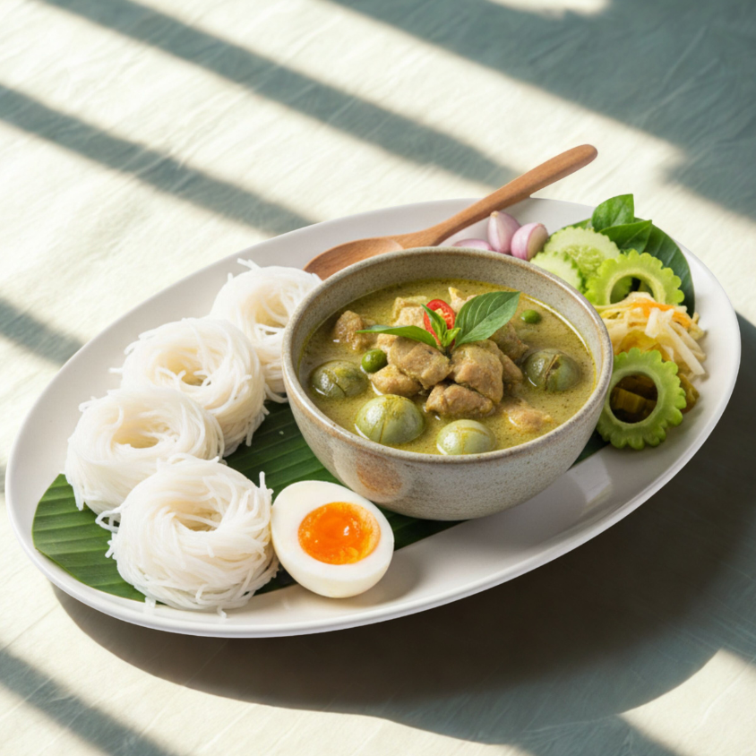 Curry verde thailandez de pui